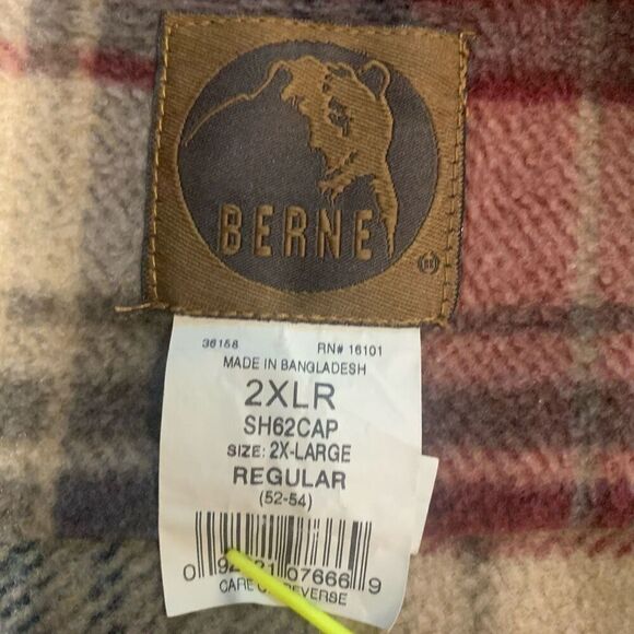 Vintage Berne Mens 2XL Button Front Fleece Lined Work Coat Tan Chest Pockets - Picture 2 of 8